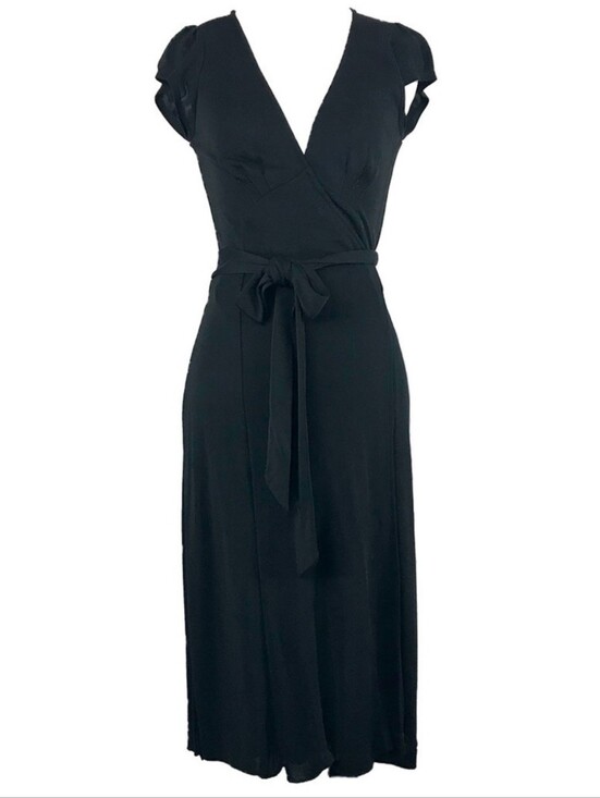 Diane Von Furstenberg Dresses & Skirts - Diane Von Furstenberg Black Cap-Sleeve Wrap Midi Dress